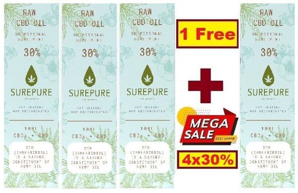 CBD 3000mg Surepure (30%) x 3 + 1 Free + Free Delivery