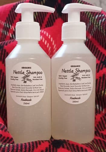 Handmade Organic Nettle Shampoo 250ml x2=500ml + Limited Edition Pump Action Top