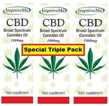 Improve Me Cbd Oil 1000mg - 10% - Broad Spectrum Cannabis Oil - Light tasting - Triple Pack