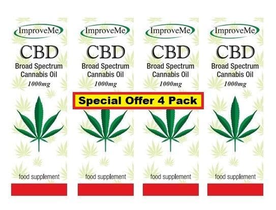 Improve Me Cbd Oil 1000mg - 10% - Broad Spectrum Cannabis Oil - Special Offer 4 Pack + Free Delivery
