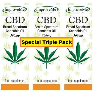 Improve Me Cbd Oil 500mg - 5% - Broad Spectrum Cannabis Oil - Special Triple Pack - Light tasting