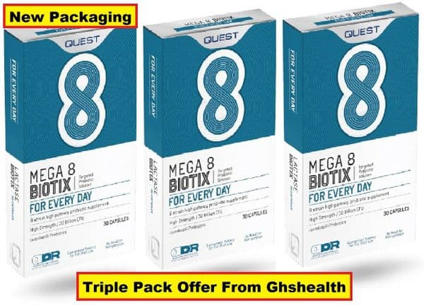 Mega8 Biotix 30 capsules - 8 Strains Probiotics - Triple Pack
