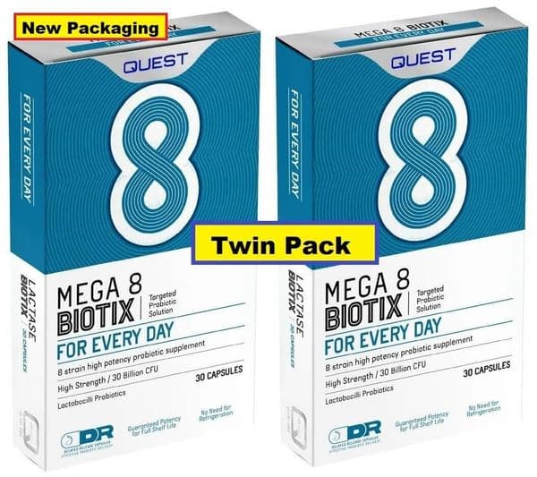 Mega8 biotix 30 capsules - 8 strains Probiotics - Twin Pack 60 Capsules