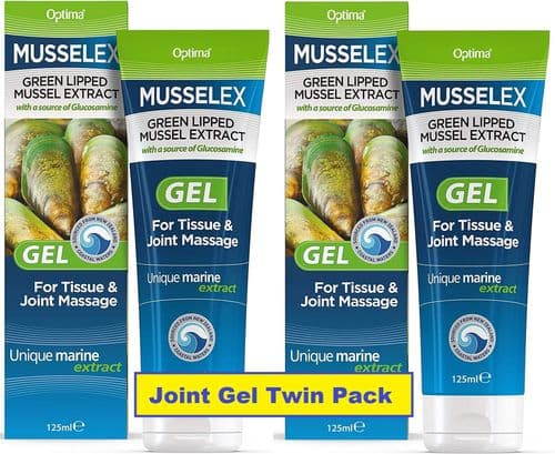 Musselflex Gel 125mlx2=250ml normally £10.99  each Banded pack £16.99 best selling pain relief rub