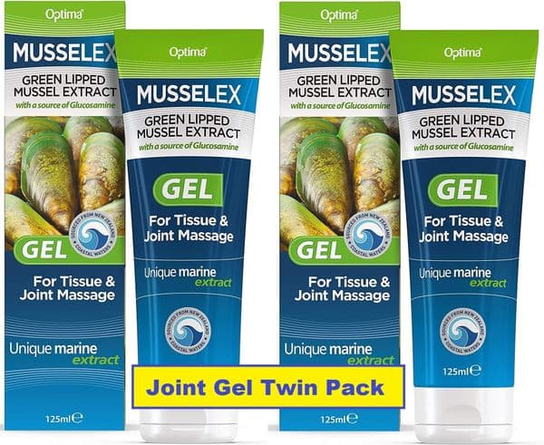 Musselflex Gel 125mlx2=250ml normally £10.99  each Banded pack £16.99 best selling pain relief rub