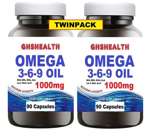 Omega 3,6 & 9 - 1000mg - 90x2=180 Capsules - Twin Pack + Free Delivery