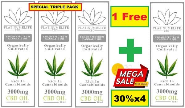 Platinum Elite Cbd 3000mg (30%) Triple Pack + 1 Free + Free Royal Mail 24 Tracked