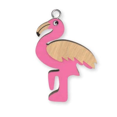 Flamingo Wooden Keyring