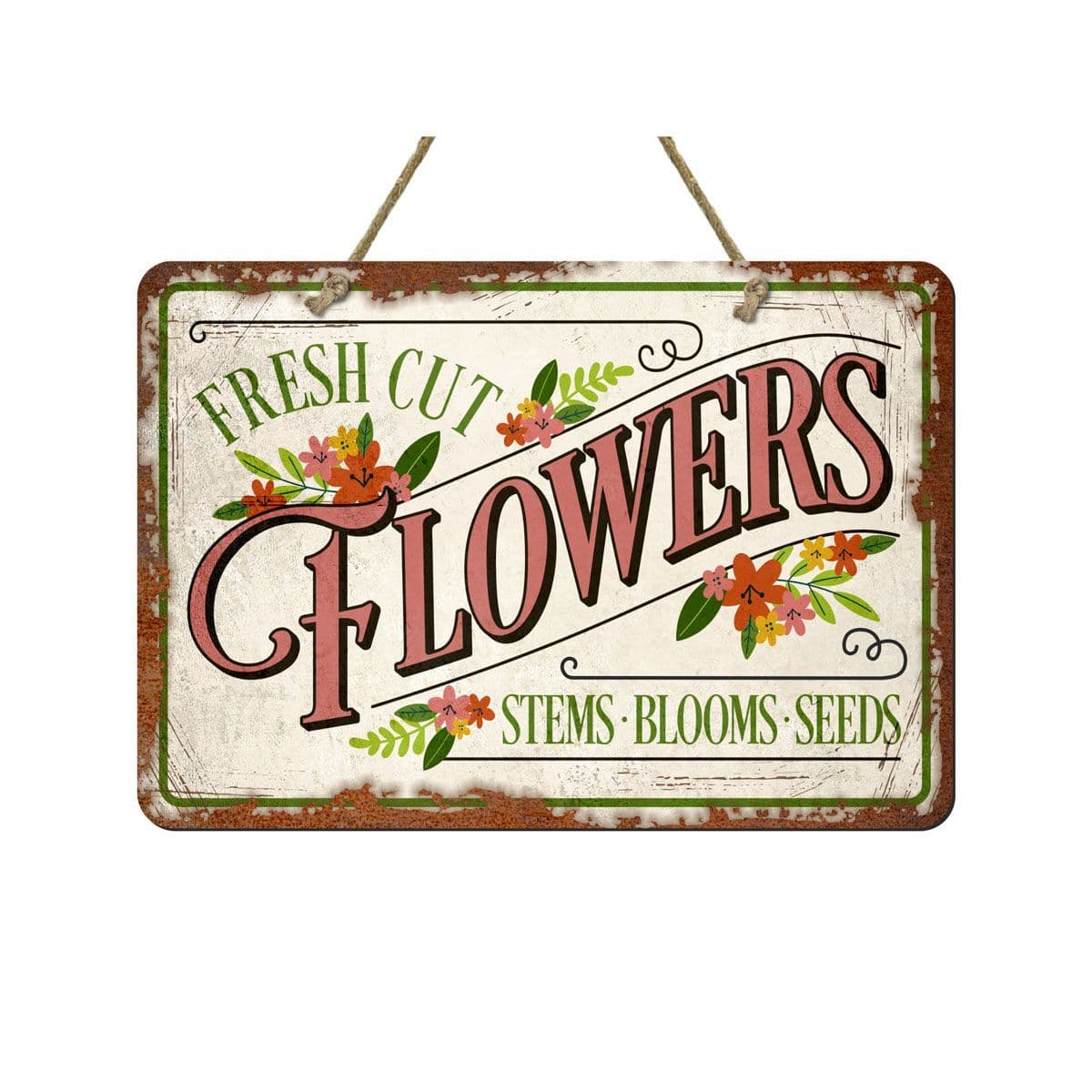 Flower Sign Post Fresh Cut Flowers Metal Sign