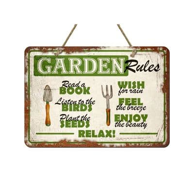 Garden Rules Metal Sign