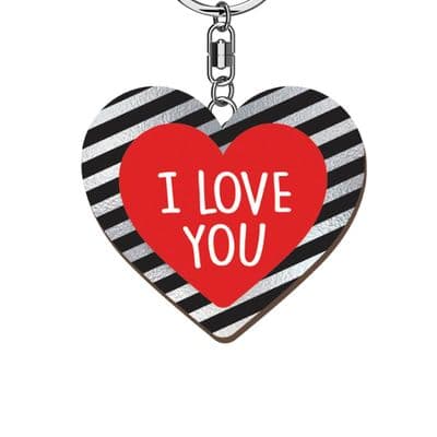 I Love You Wooden Keyring