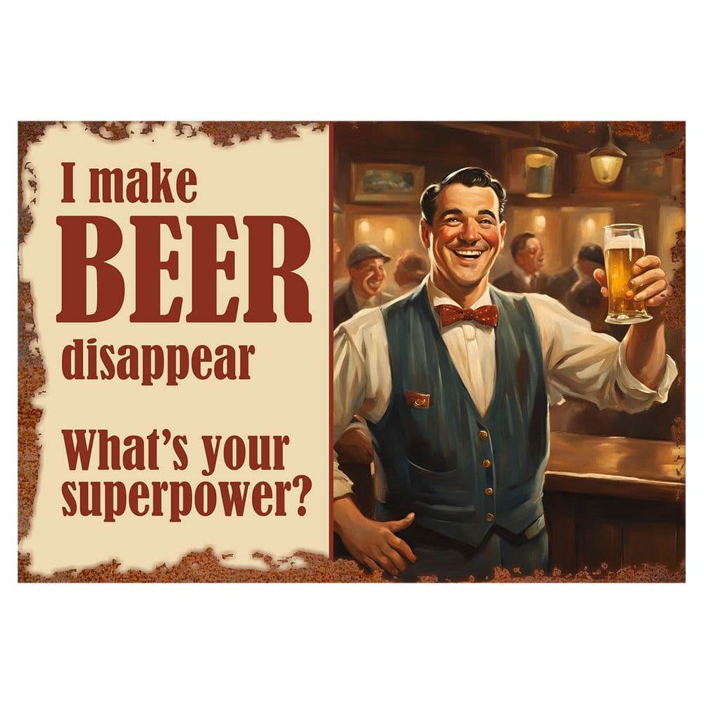 Primitives By Kathy Cartello In Legno: I Make Beer Disappear, 10x10 Cm, Decorazione Umoristica Per Casa - 3