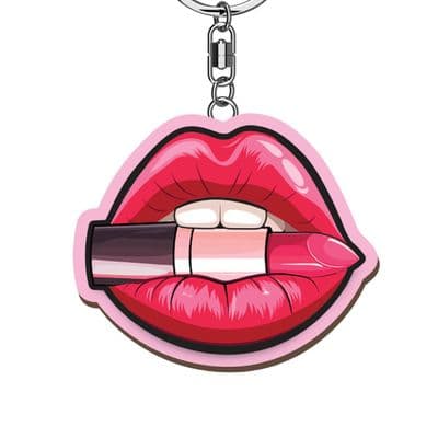 Lipstick Wooden Keyring