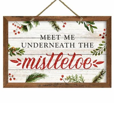 Meet Me Underneath The Mistletoe Christmas Framed Sign