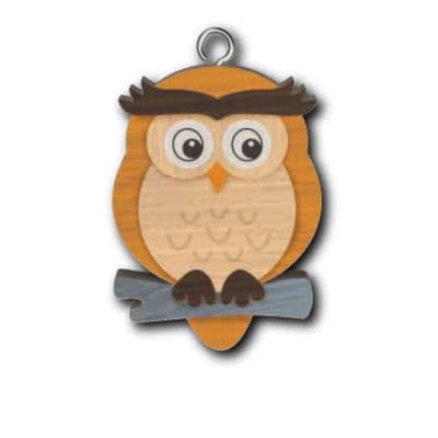 Owl 1 Wooden Keyring