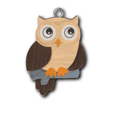 Owl 2 Wooden Keyring