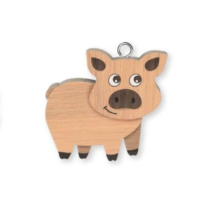 Pig Wooden Keyring