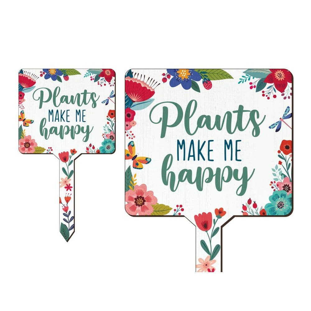 Plants Make Me Happy Floral Planter Sign
