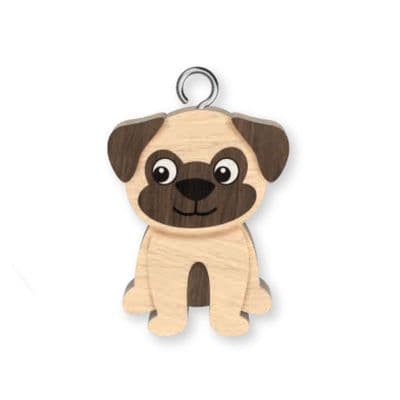 Pug Wooden Keyring