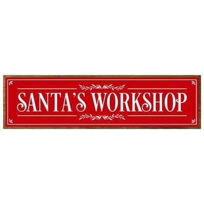 Santa Workshop Christmas Rustic Sign