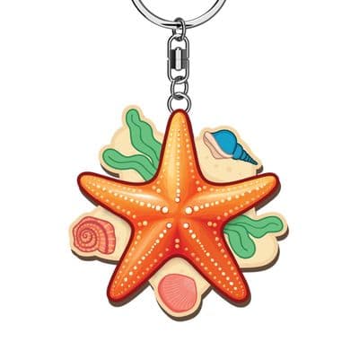 Star Fish Wooden Keyrings