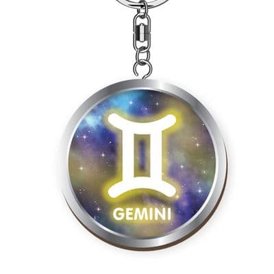 Starsign Gemini Wooden Keyring
