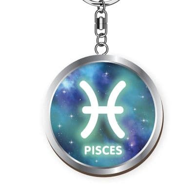 Starsign Pisces Wooden Keyring