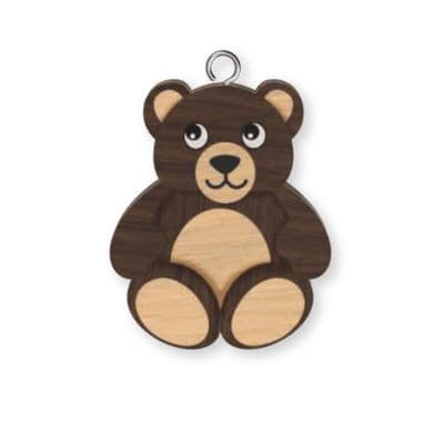 Teddy Bear Wooden Keyring