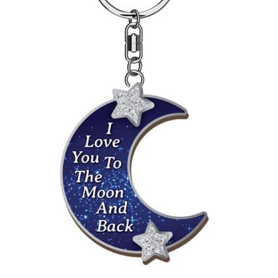 To The Moon and Back Wooden Keyring