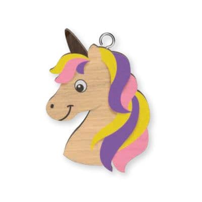 Unicorn Head Wooden Keyring