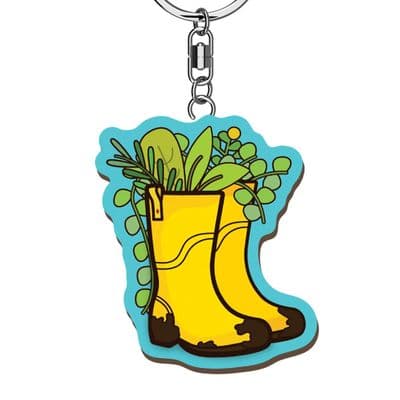 Wellies Wooden Keyring