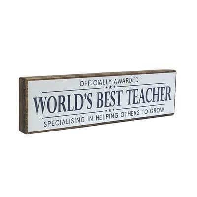 Worlds Best Teacher Mini Rustic Wood Sign