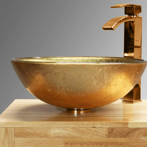 DoratO Gold Counter Top Glass Basin