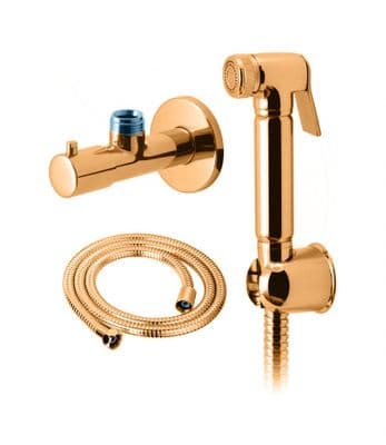DoratO Gold Douche Bidet Shattaf Shower Spray and Isolator Kit