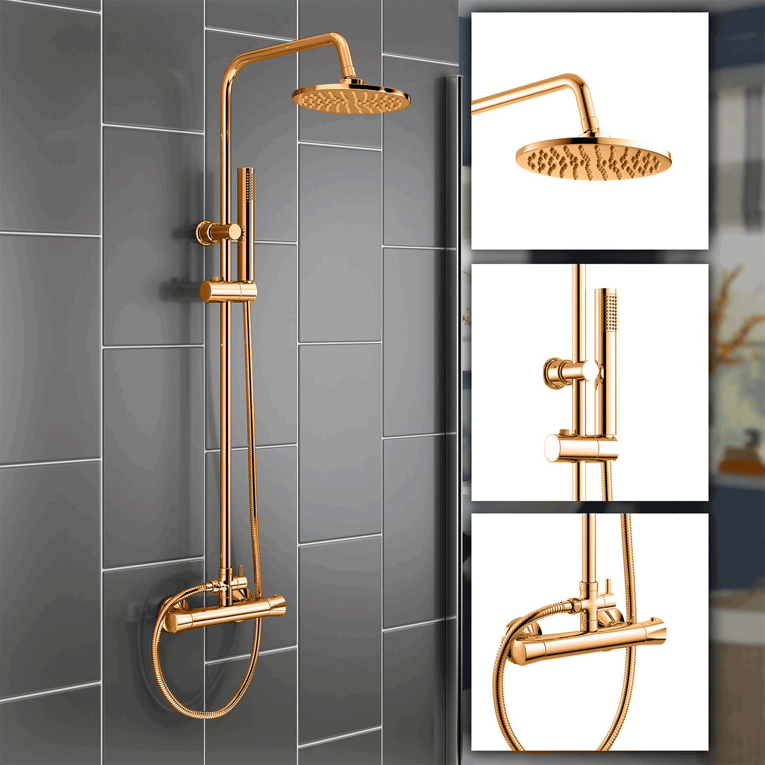 DoratO Modern Exposed Thermostatic Shower Set ( Round )