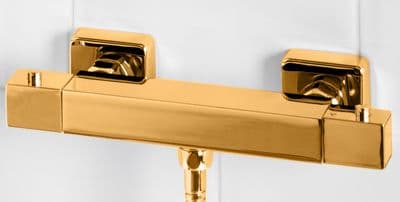 DoratO Square Thermostatic Bar Shower Valve in 24ct Gold