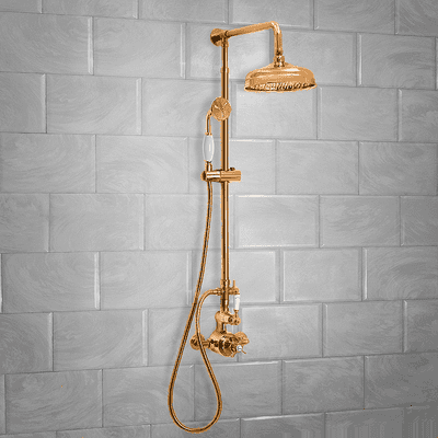 DoratO Traditional Thermostatic Shower Set with handset in 24ct Gold