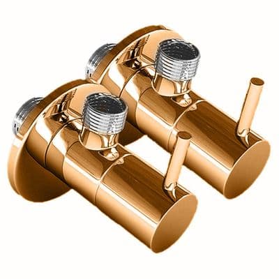 Gold 12mm Isolating Valve / Stop Valves Round ( Pair )
