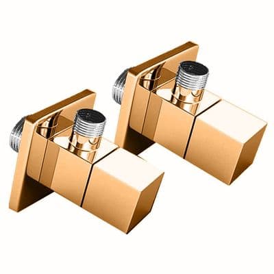 Gold 12mm Isolating Valve / Stop Valves Square( Pair )