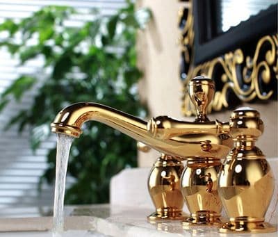 Gold 3 Tap Hole Basin Taps