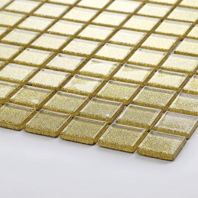 Gold Glitter Glass Mosaic Tiles 30cm x 30cm