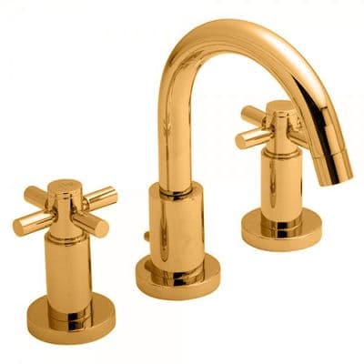 Hudson Reed Tec Crosshead 3 Hole Basin MIxer in DoratO 24ct Gold