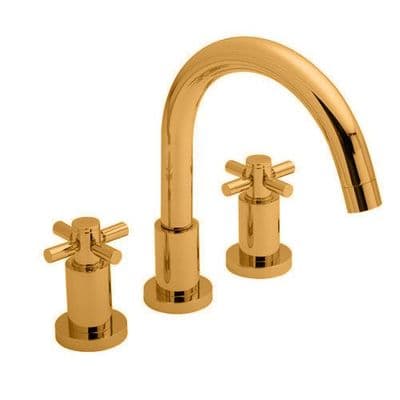 Hudson Reed Tec Crosshead 3 Hole Bath Filler in DoratO 24ct Gold