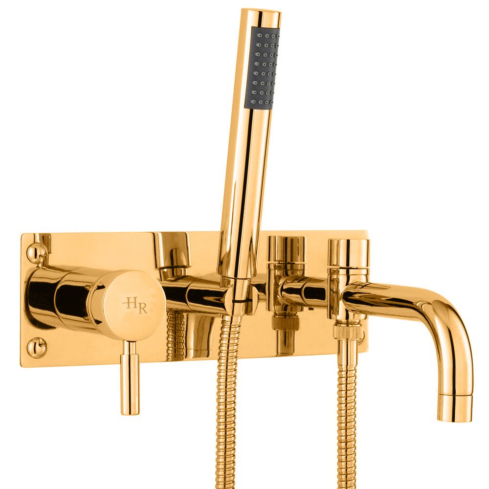 Hudson Reed Tec Wall Mounted Bath Shower Mixer in DoratO 24ct Gold
