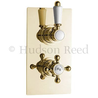Hudson Reed Traditional Twin Concealed Thermostatic Shower Valve in DoratO 24ct Gold