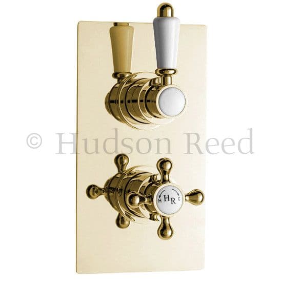 Hudson Reed Traditional Twin Concealed Thermostatic Shower Valve in DoratO 24ct Gold