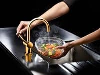Insinkerator Steaming Hot and Cold filtered kitchen tap in Dorato 24ct Gold