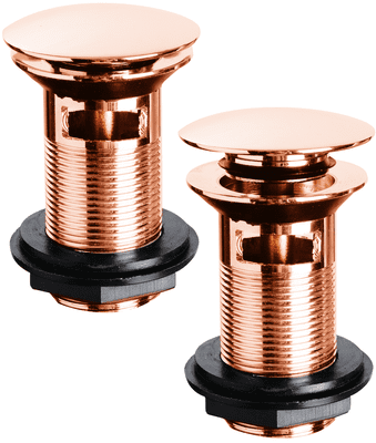 Slotted Push Button Basin Waste in Rose Gold by Dorato