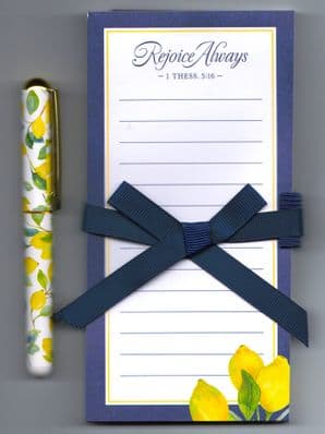 Magnetic Notepad with Pen - Rejoice Always (XX227) SORRY - SOLD OUT
