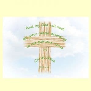 Pack of 10 Pocket Cards - My God will meet all your needs (PKTJCL16)